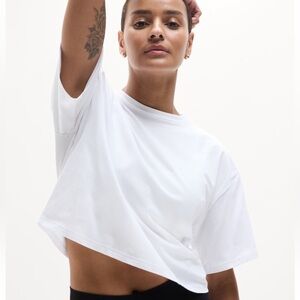 Athleta White Cotton Crop Top